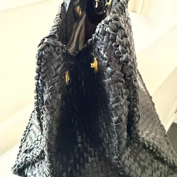 Prada Black Leather Woven Tote Bag - Picture 7 of 11